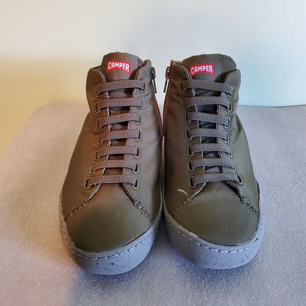Camper Peu Touring Olive Green Textile High Top Sneakers Womens Sz 37 (US 7)